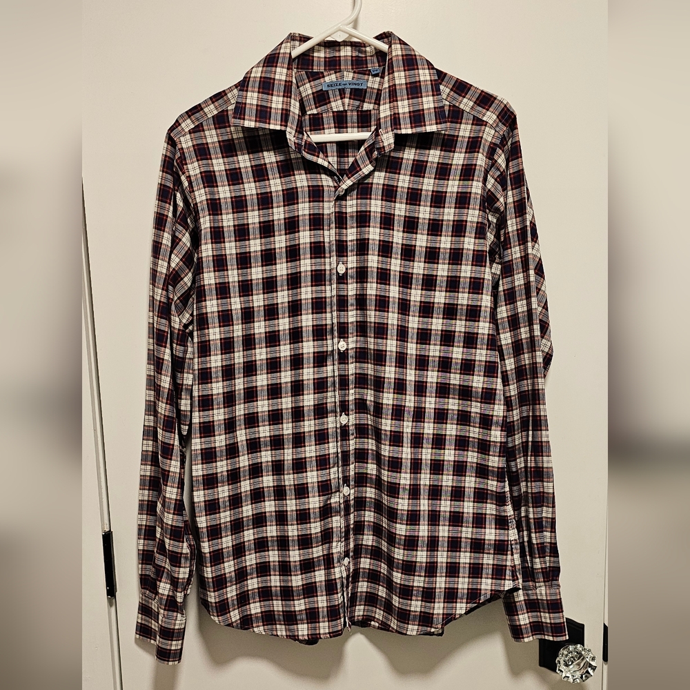 Seize sur Vingt Size 16/36 blue, red, and white plaid shirt